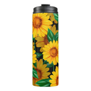 Sunflower seamless pattern. Background with yellow Thermal Tumbler
