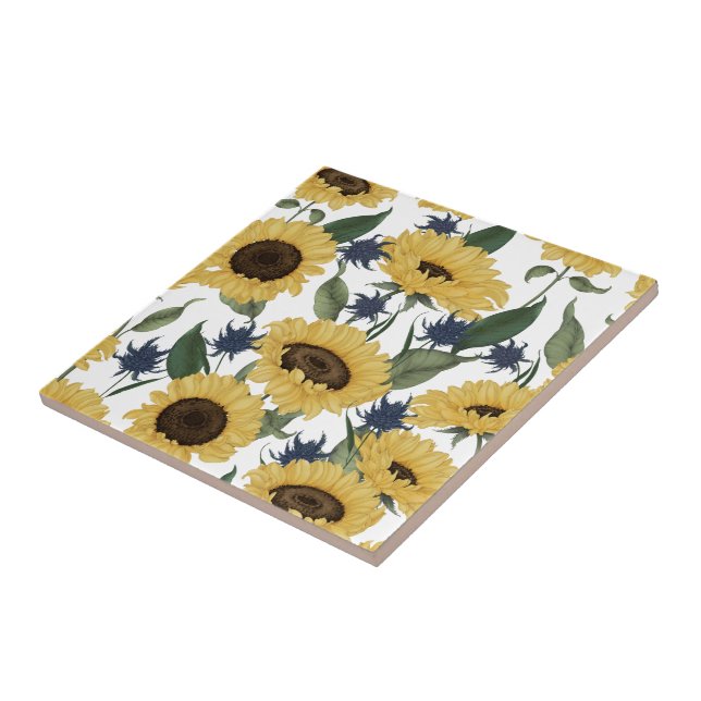 Sunflower Seamless Pattern Tile (Side)