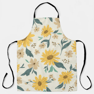 Sunflower seamless pattern. Yellow daisy on off wh Apron