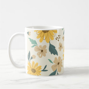 Sunflower seamless pattern. Yellow daisy on off wh Coffee Mug
