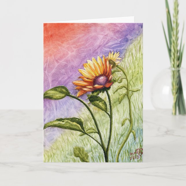 Sunflower Secrets at Sunset blank greeting Card (Front)