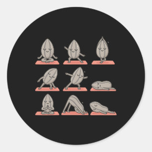 Sunflower Seed Doing Yoga Vegan Kawaii Zen Classic Round Sticker
