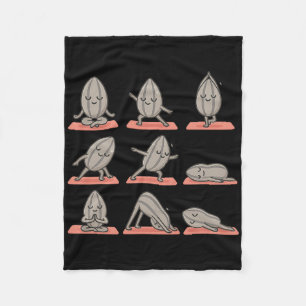 Sunflower Seed Doing Yoga Vegan Kawaii Zen Fleece Blanket