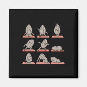 Sunflower Seed Doing Yoga Vegan Kawaii Zen Magnet