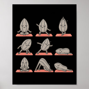Sunflower Seed Doing Yoga Vegan Kawaii Zen Poster