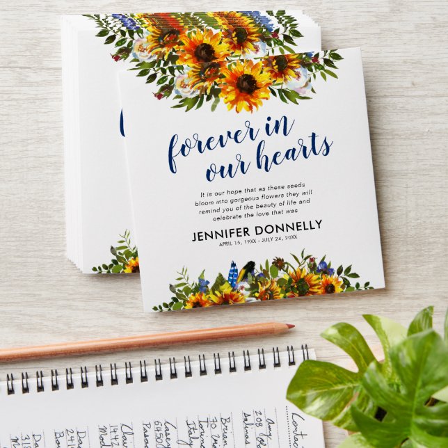 Sunflower Seed Packet Funeral Favour Envelope (Stacked)