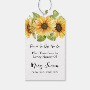 Sunflower Seed Packet Memorial Funeral  Gift Tags
