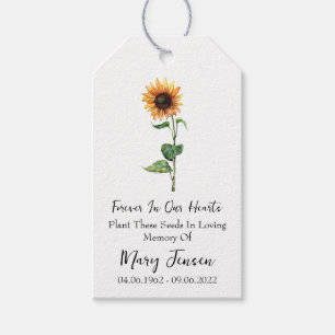 Sunflower Seed Packet Memorial Funeral Gift Tags
