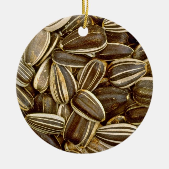 Sunflower seeds White flowers Ceramic Tree Decoration (Front)