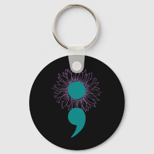Sunflower Semicolon Suicide Awareness Mental Healt Key Ring