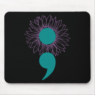 Sunflower Semicolon Suicide Awareness Mental Healt Mouse Mat