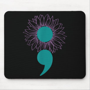 Sunflower Semicolon Suicide Awareness Mental Healt Mouse Mat