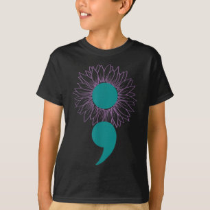 Sunflower Semicolon Suicide Awareness Mental Healt T-Shirt