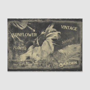 Sunflower Sepia Vintage Antique Ephemera Texture Tissue Paper