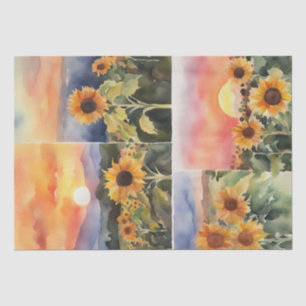 Sunflower Serenade in Watercolor Decoupage Tissue Paper