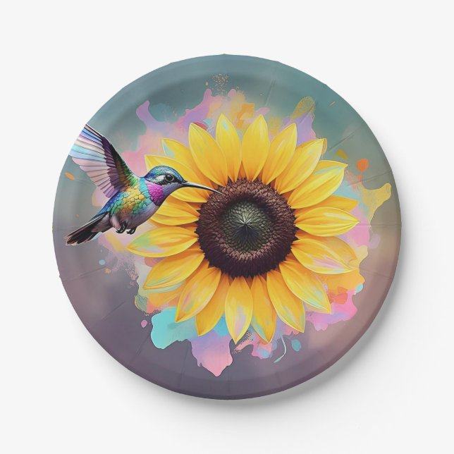 "  SUNFLOWER SERENADE " PAPER PLATE (Front)