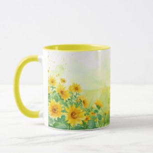 Sunflower Serenade Watercolor Coffee Mug