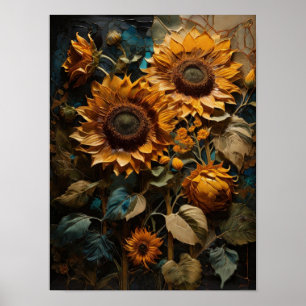Sunflower Serenity - flowers digital art poster