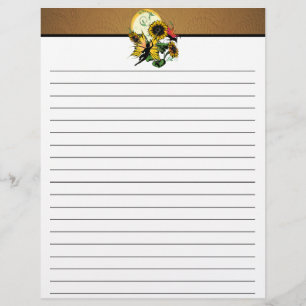 Sunflower Shadow Fairy and Cosmic Cat Custom Letterhead