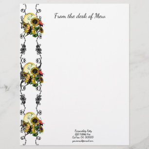 Sunflower Shadow Fairy and Cosmic Cat Custom Letterhead