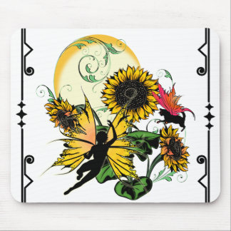 Sunflower Shadow Fairy and Cosmic Cat Mouse Mat