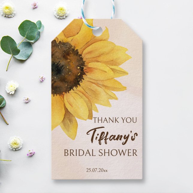 Sunflower shower favour gift bag tags (Sunflower favor gift tags bridal shower favors baby shower favors watercolor modern sunflower favor)
