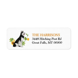 Sunflower Siberian Husky Dog Label