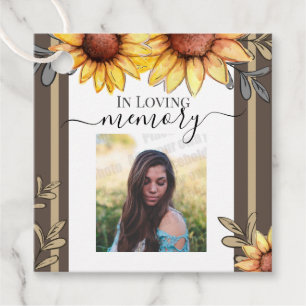 Sunflower Simple Photo Funeral Keepsake Favour Tags