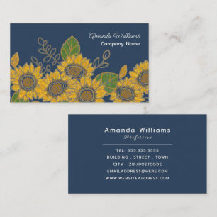 Sunflower Sketch Design, Floral Business Card