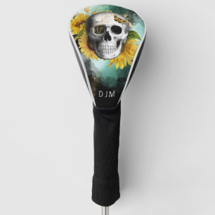 Sunflower Skull Monogram Golf Head Cover