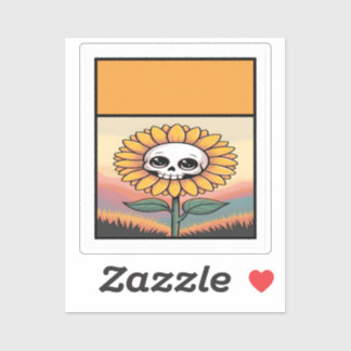 Sunflower Skull Sticker
