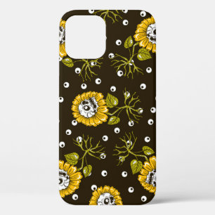 Sunflower Skulls: Unique Seamless Pattern. iPhone 12 Case