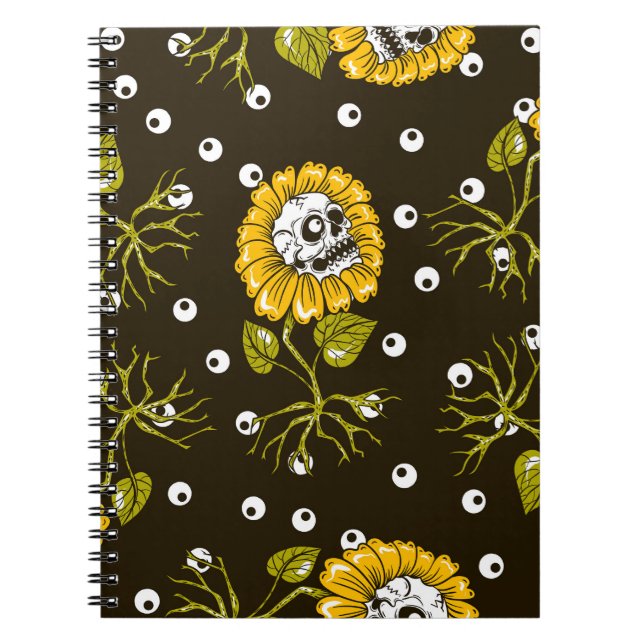 Sunflower Skulls: Unique Seamless Pattern. Notebook (Front)