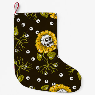 Sunflower Skulls: Unique Seamless Pattern. Small Christmas Stocking