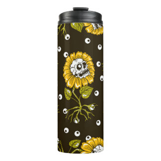 Sunflower Skulls: Unique Seamless Pattern. Thermal Tumbler