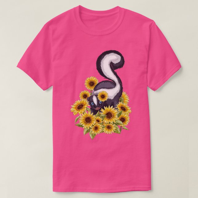 Sunflower Skunk Pet Lover Zookeeper Zoologist Vete T-Shirt (Design Front)
