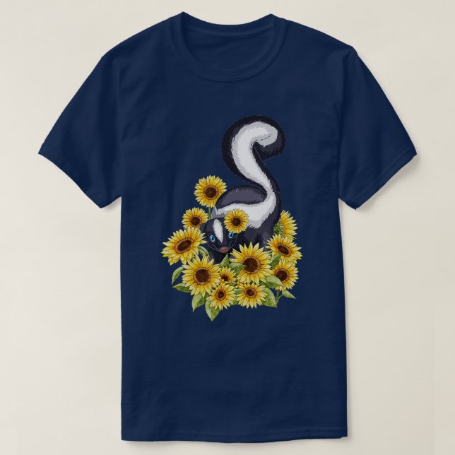 Sunflower Skunk Pet Lover Zookeeper Zoologist Vete T-Shirt (Design Front)