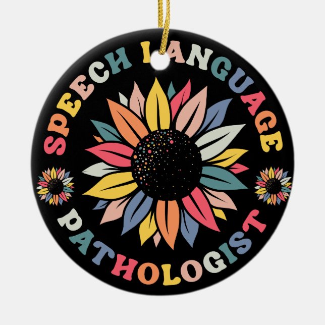 Sunflower SLP Speech Language Pathologist Gift Ceramic Tree Decoration (Front)