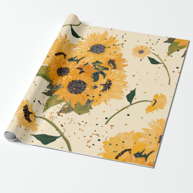 Sunflower Smiles Wrapping Paper (Unrolled)