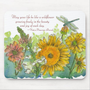 Sunflower Snapdragon Flowers Inspiration Poem Mouse Mat