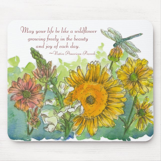 Sunflower Snapdragon Flowers Inspiration Poem Mouse Mat (Front)