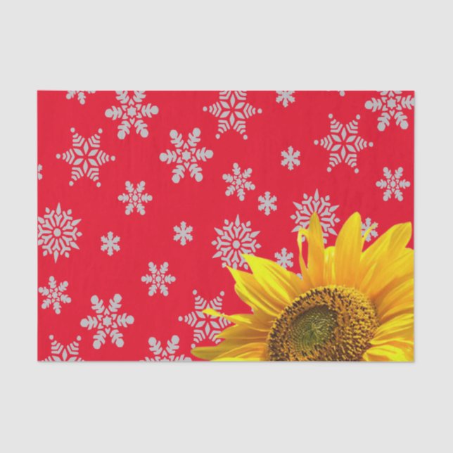 Sunflower Snowflake Red Tissue Paper (Front)