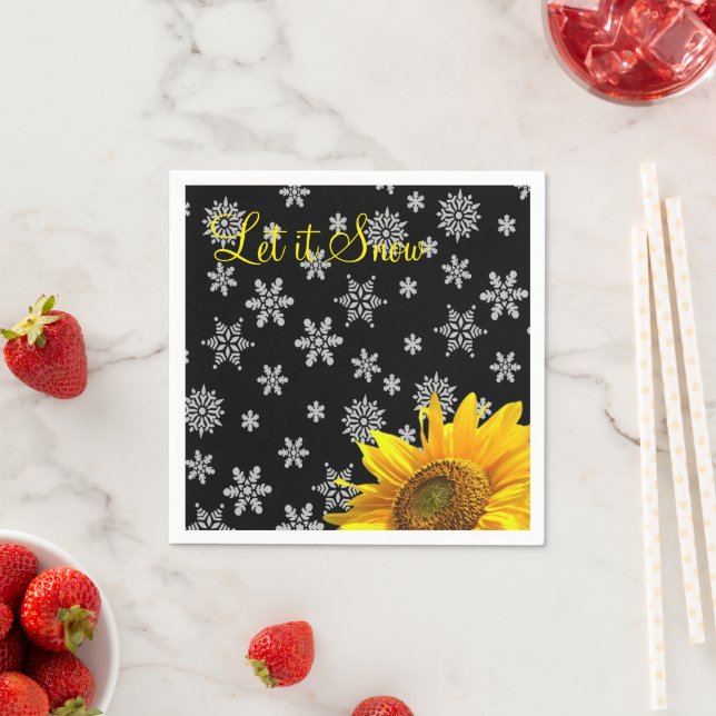 Sunflower Snowflakes Paper Napkins (Insitu)