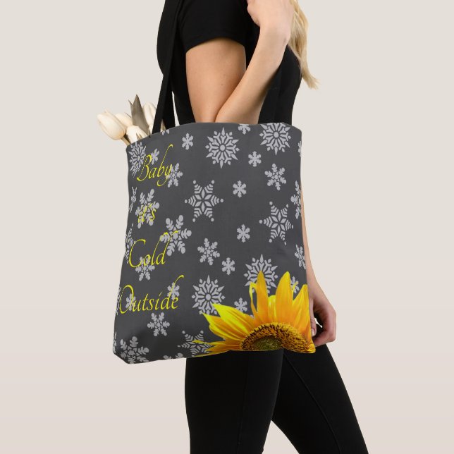 Sunflower Snowflakes Tote Bag (Close Up)