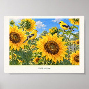 Sunflower Song Garden Birds Art Print