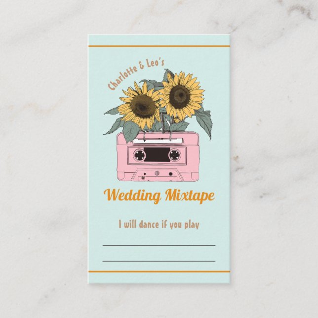 Sunflower Song Request Wedding  Enclosure Card (Front)