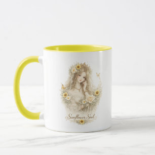 Sunflower Soul Floral Girl Mug
