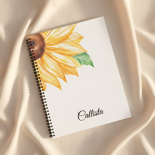 Sunflower Spiral Notebook – Minimal Watercolor