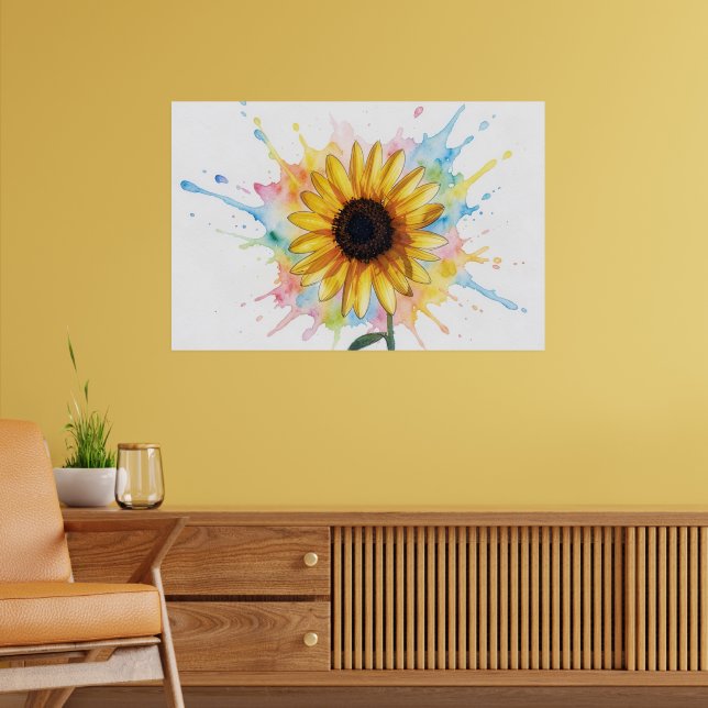 Sunflower Splash Art Floral Art Print (Living Room 2)
