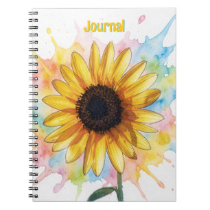 Sunflower Splash Flower Art Personalise Journal